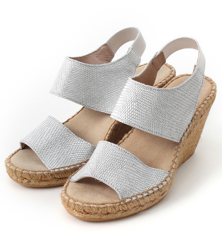 CALZANOR:2ストラップジュートウェッジシルバー