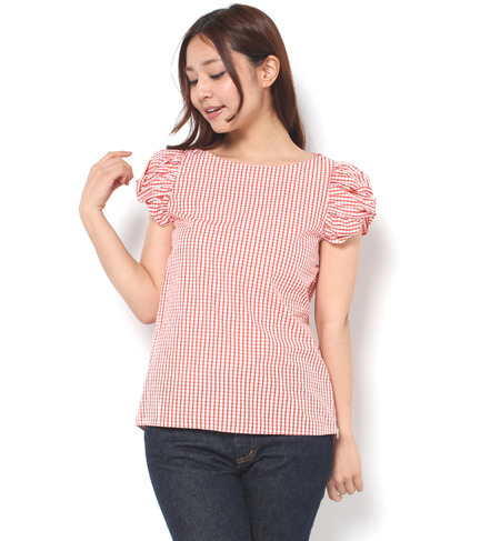 【シップス フォー ウィメン/SHIPS for women】 ギンガムチェックネジリスリーブ [送料無料]