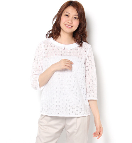 liflattie ships:デタッチャブル カラー レース ブラウス