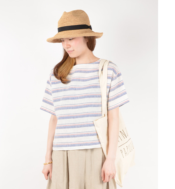 【シップス フォー ウィメン/SHIPS for women】 liflattie ships:レース×ボーダー ショートスリーブ ブラウス [送料無料]