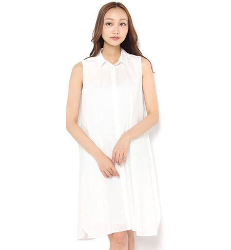 タイプライターノースリーブシャツワンピース