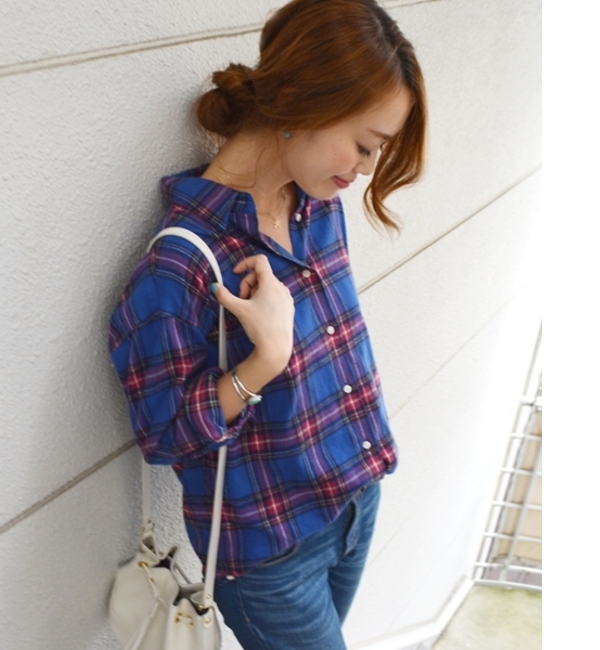 【シップス フォー ウィメン/SHIPS for women】 ネルチェックカシュクールシャツ◆ [送料無料]