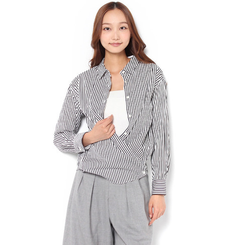 【シップス フォー ウィメン/SHIPS for women】 ストライプカシュクールシャツ [送料無料]