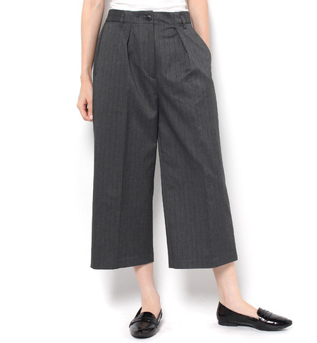 【シップス フォー ウィメン/SHIPS for women】 liflattie ships:ストライプタック クロップド ワイド パンツ [送料無料]