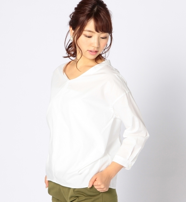 【シップス フォー ウィメン/SHIPS for women】 ドレープ8分袖ブラウス-0033 [送料無料]