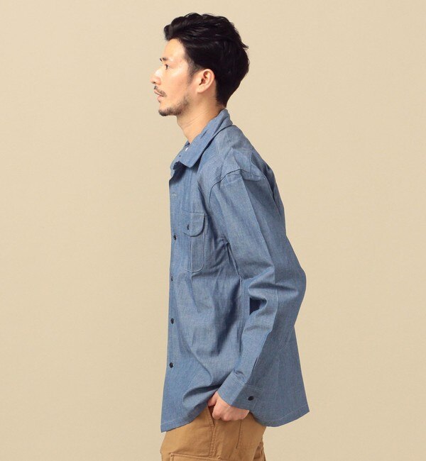 【感謝価格】 アメリカ製 SHIPS×CORNERWEAR: シャンブレー シャツ オープンカラー トップス