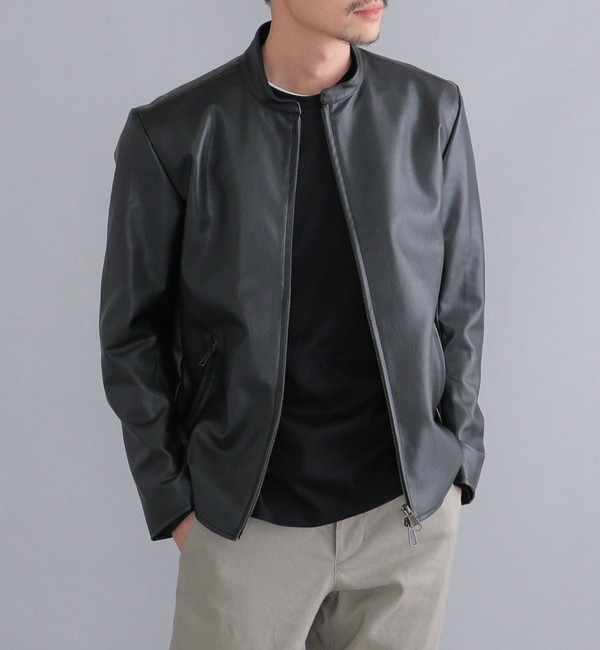 SHIPS: Synthetic Leather シングルライダース ジャケット 22SS