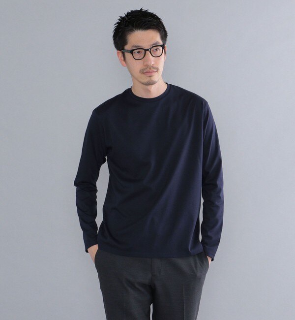 SHIPS: I Cotoni di Albini クルーネック 無地 ロングスリーブ Tシャツ