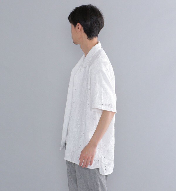 SHIPS別注】BENCH MARKING SHIRT: フラワーレース オープンカラー