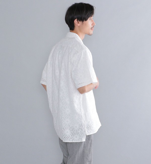 SHIPS別注】BENCH MARKING SHIRT: フラワーレース オープンカラー