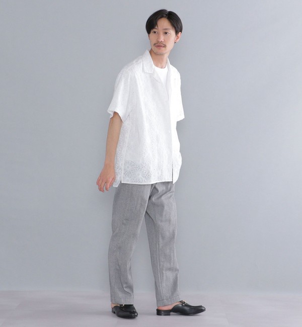 SHIPS別注】BENCH MARKING SHIRT: フラワーレース オープンカラー