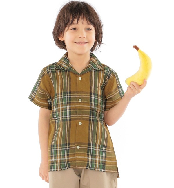 【シップス/SHIPS】 SHIPS KIDS:リネン オープンカラー 半袖 シャツ(100〜130cm)