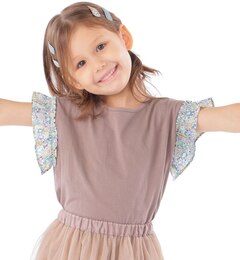SHIPS KIDS:100～130cm / リバティ フリル ノースリーブ TEE