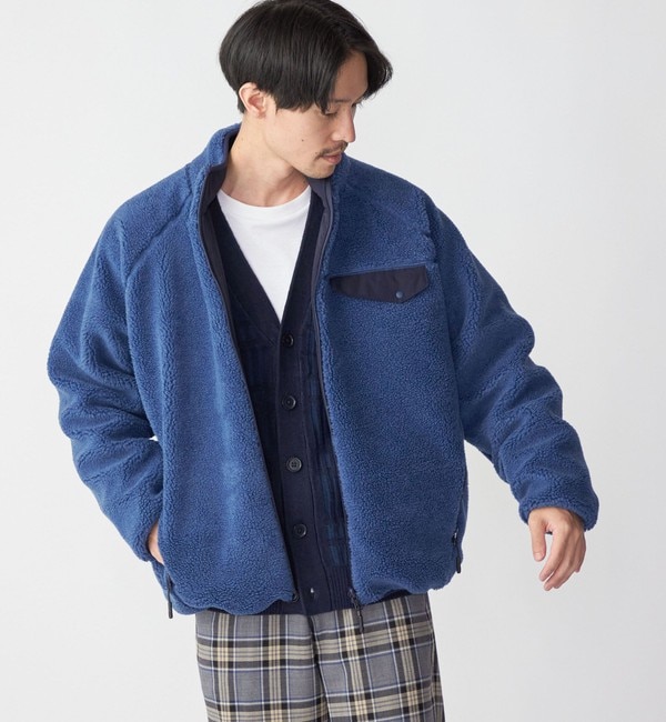 *SHIPS: ビッグシルエット リバーシブル ボア フリース ナイロン ブルゾン