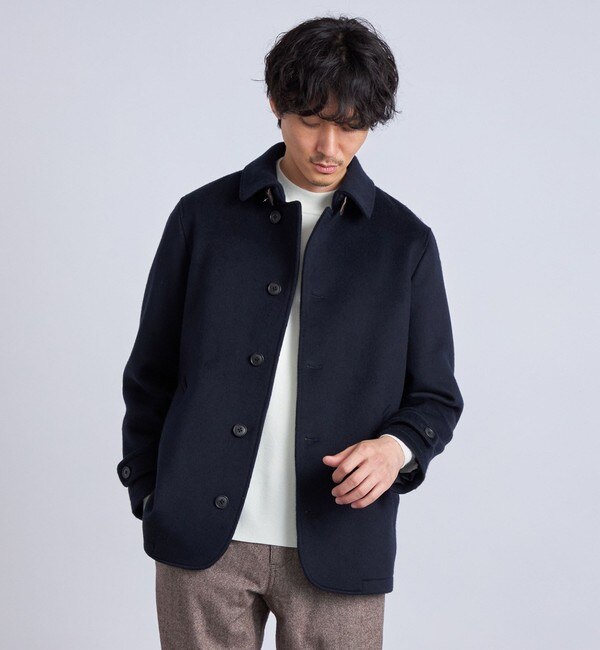 SHIPS any: ＜ストレッチ＞フューチャー メルトン シングル Pコート 22FW◇