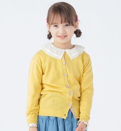 SHIPS KIDS:100～130cm / 無地×リバティ カーディガン