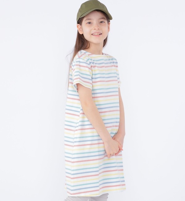 SHIPS KIDS:140～150cm / オーガニック コットン ボーダー Aライン