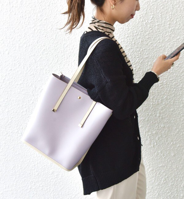 SHIPS any: フェイクレザー A4 トートバッグ
