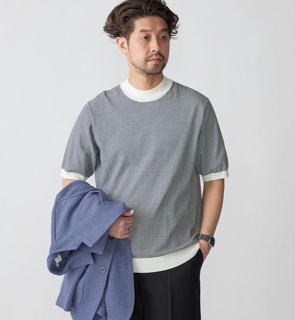 SHIPS: CORDURA(R) TEXBRID(R) モックネック ニット Tシャツ|SHIPS