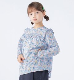 SHIPS KIDS:100～130cm / リバティ フリル 長袖 ブラウス