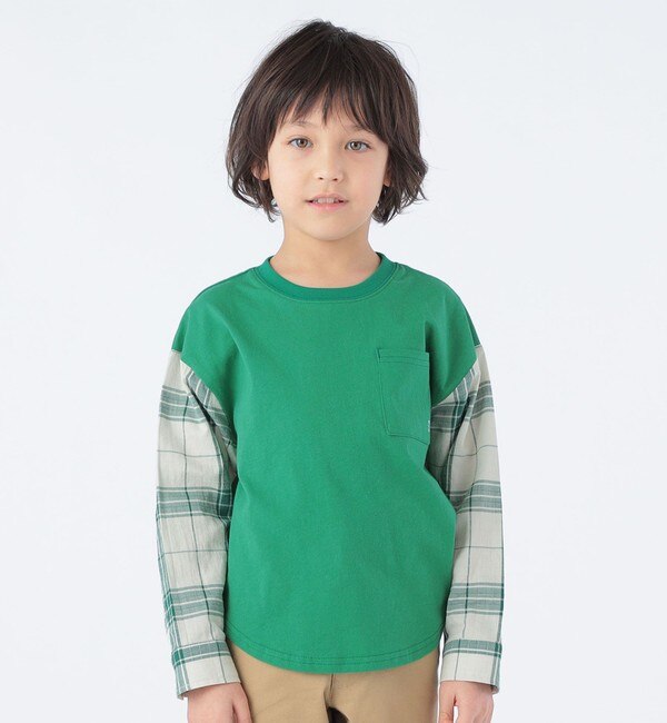 SHIPS KIDS:100～130cm / チェックシャツ コンビ カットソー|SHIPS