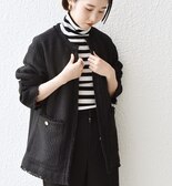 《一部追加予約》*SHIPS any:〈手洗い可能〉ノーカラー カラーミックス ツイード ジャケット 23SS