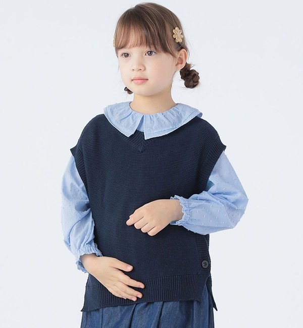 SHIPS KIDS:100～140cm /〈手洗い可能〉サイド ボタン ニット ベスト