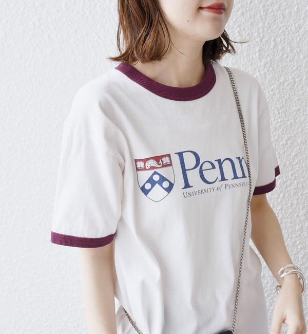 カレッジ ロゴ リンガー ショート スリーブ TEE◇|SHIPS(シップス)の