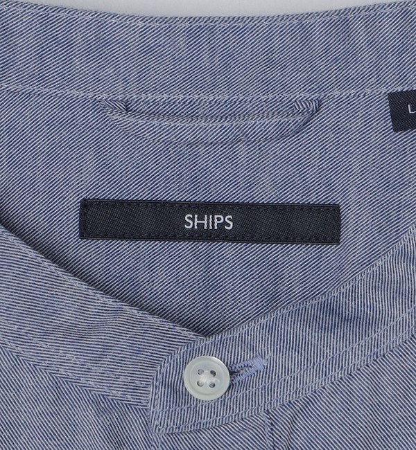SHIPS: コットン/シルク ソフィアブル加工 バンドカラー シャツ|SHIPS