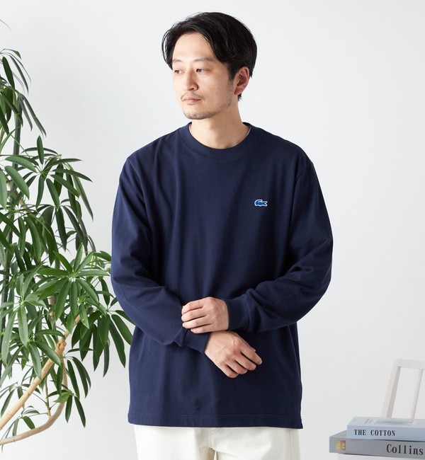 SHIPS any別注】LACOSTE: ワンポイント ピケ クルーネック Tシャツ