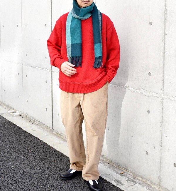 SHIPS any: カシミヤ リバーシブル パネル チェック マフラー
