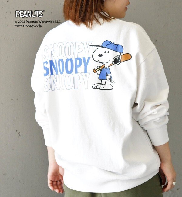 SHIPS any: SNOOPY コラボ ワンポイント バックプリント スウェット