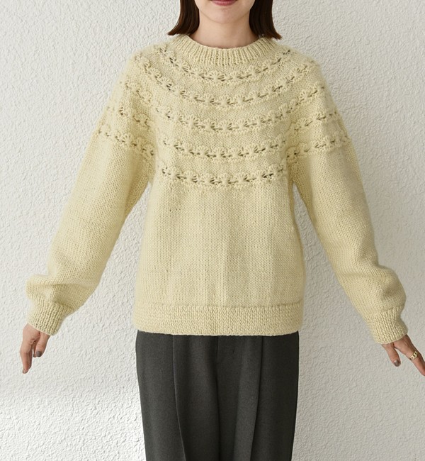 SHIPS any別注】NEPAL HAND KNIT: フラワー ライン ニット|SHIPS