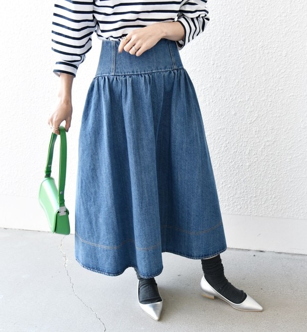 SHIPS any: デニム ギャザー スカート［SHIPS any DENIM