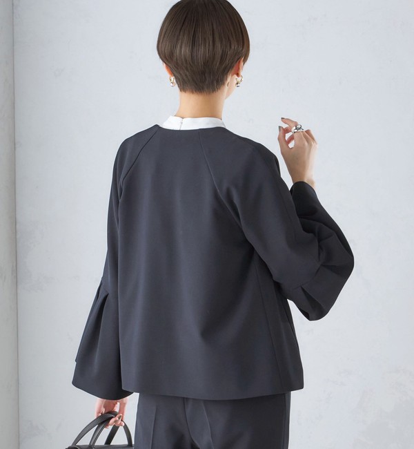 セレモニー対応可〉ダブルクロス ノーカラー ジャケット 24SS