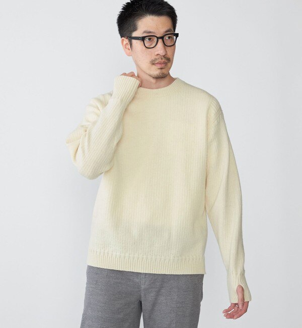 定価14,300円 SHIPS 毛100％ 間違わ ニットオフホワイト