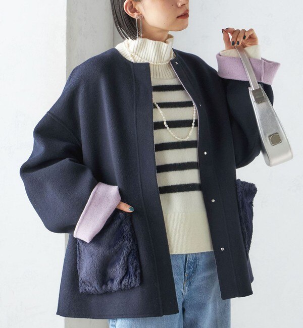 SUPER140 配色 リバーシブル ノーカラー コート ◇|SHIPS(シップス)の通販｜アイルミネ