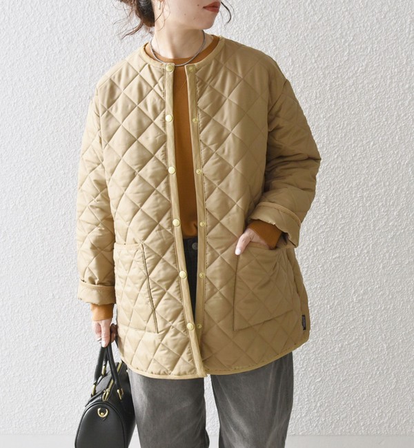 Traditional Weatherwear: ARKLEY キルティング ミドル ノーカラー コート