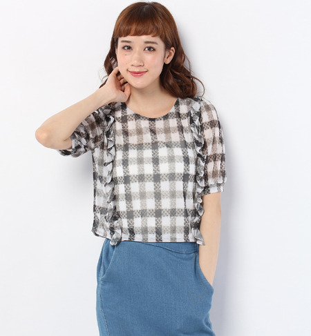khaju:チェックフリルブラウス