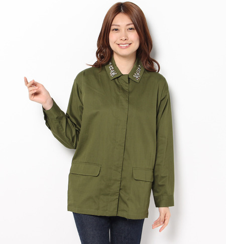 Khaju:ビジューカラーミリタリーシャツ