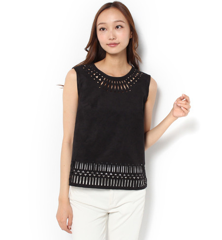 【カージュ/Khaju】 Khaju:フェイクスエードノースリーブブラウス [送料無料]