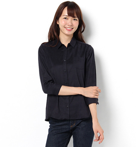 【カージュ/Khaju】 Khaju:フェイクスエードスリットシャツ [送料無料]