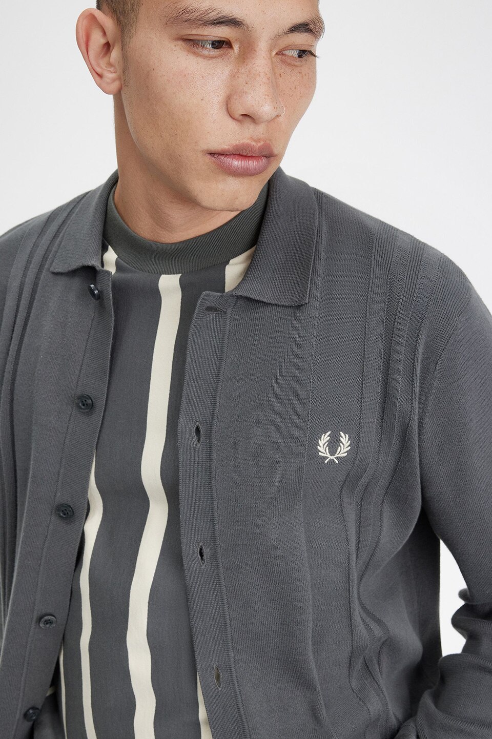 Button Through Long Sleeve Knit Shirt|FRED PERRY(フレッドペリー)の 