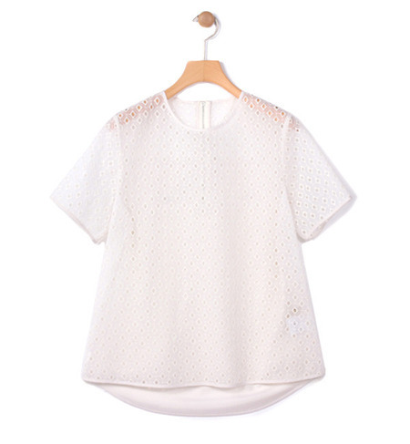 コットンシルクレース クルーネックプルオーバー