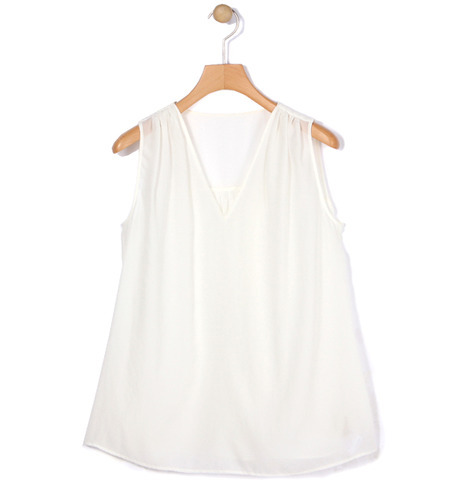 ポリエステルコットン ノースリーブブラウス