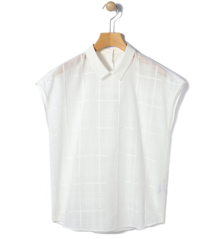 コットンチェック フレンチスリーブブラウス