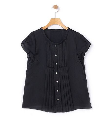 プリーツ フレンチスリーブブラウス