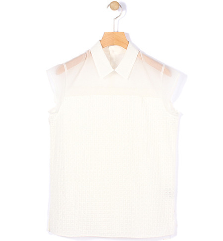 スクエア刺繍 コンビブラウス