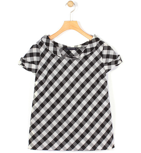 ギンガムチェック フレンチスリーブブラウス