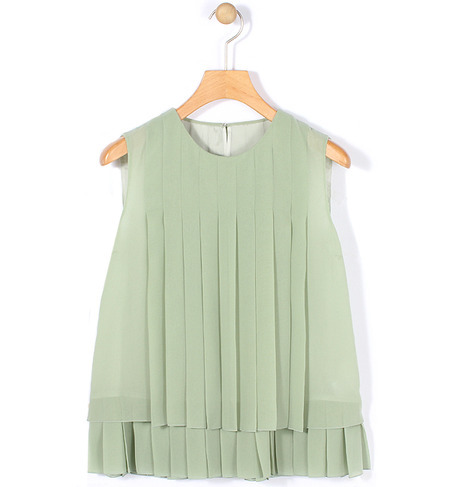 シフォンプリーツ ノースリーブブラウス